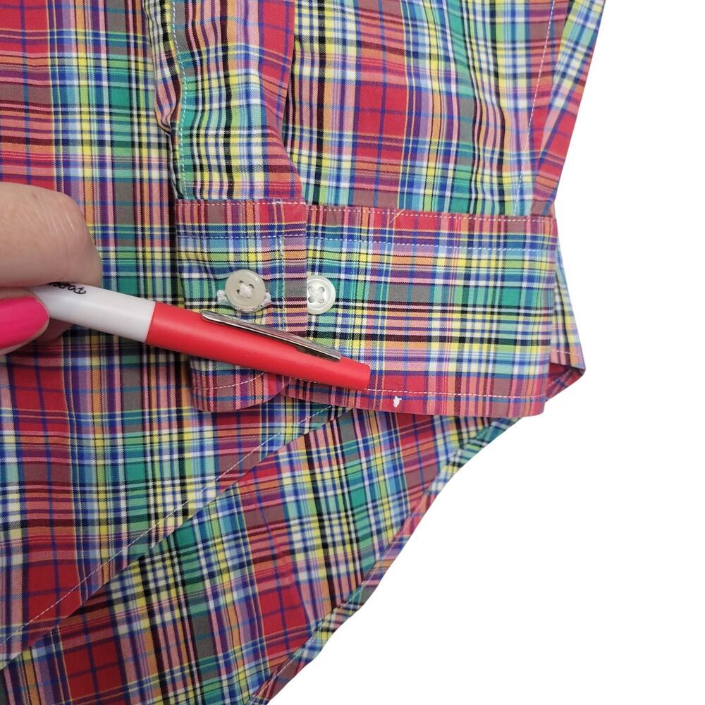 Ralph Lauren Button Down Shirt Mens L Red Plaid Long Sleeve Preppy Logo Pony - Picture 4 of 16